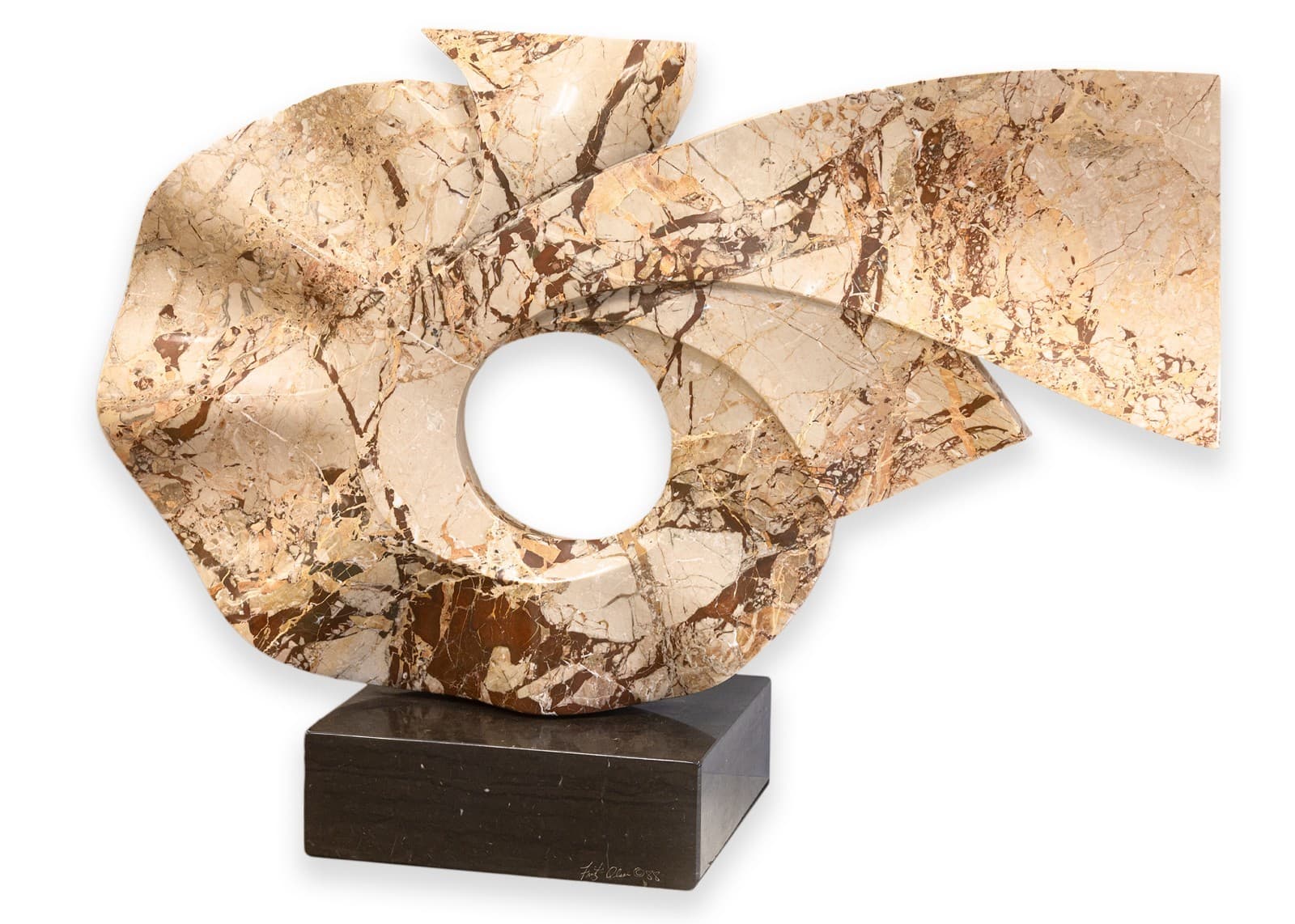 Fritz Olsen - Signed 1988 Marble Hand Carved Biomorphic Contemporary Sculpture