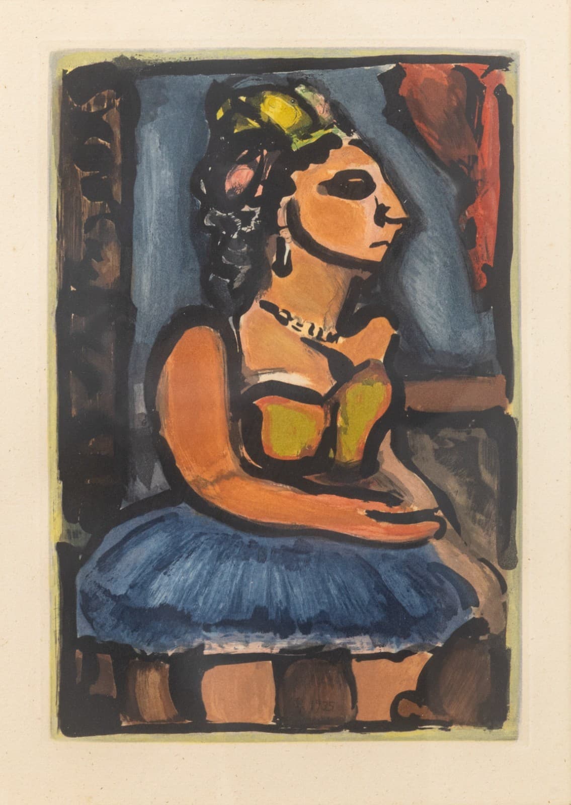 Georges Rouault Madame Louison 1935 Etching Color Aquatint Signed in Plate