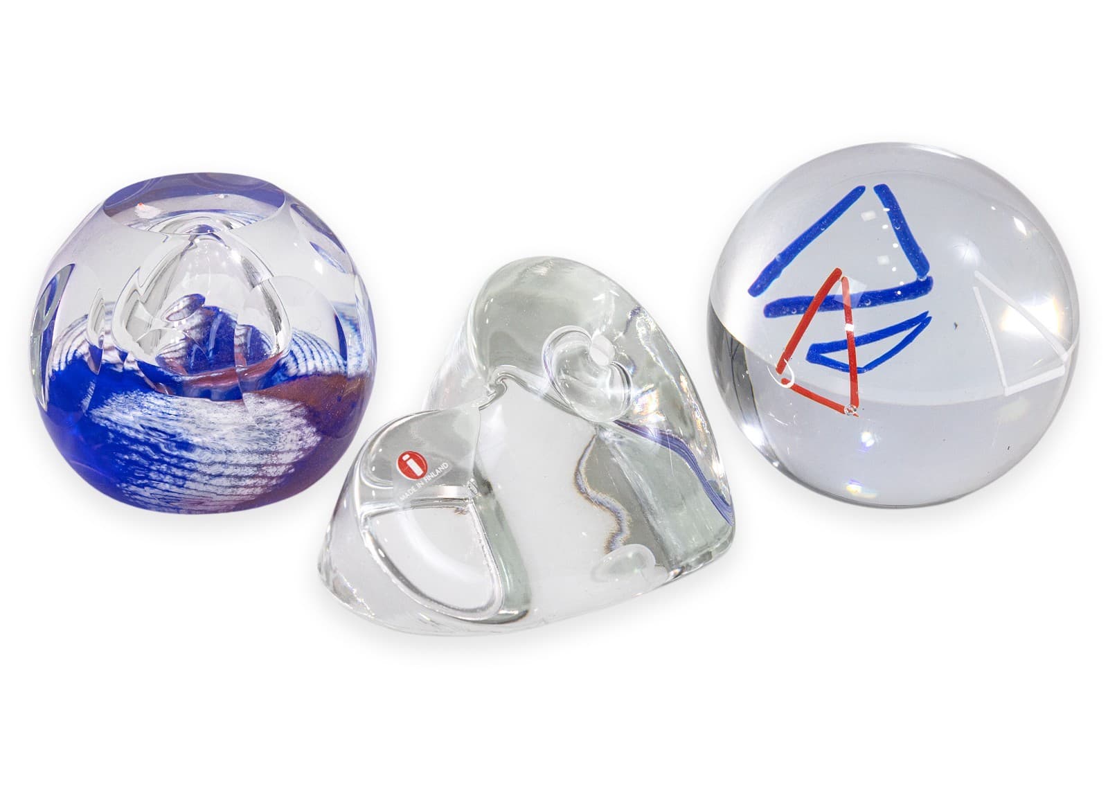 Iittala, Svoboda Karlov + Caithness Britannia Art Glass Set of 3 Paperweights