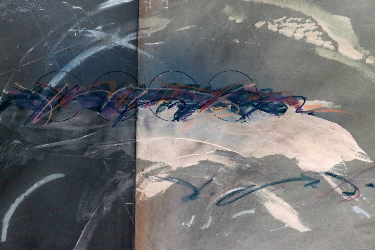 John J. Baughman Landscape Series #9 Abstract Blue Mixed Media Unframed