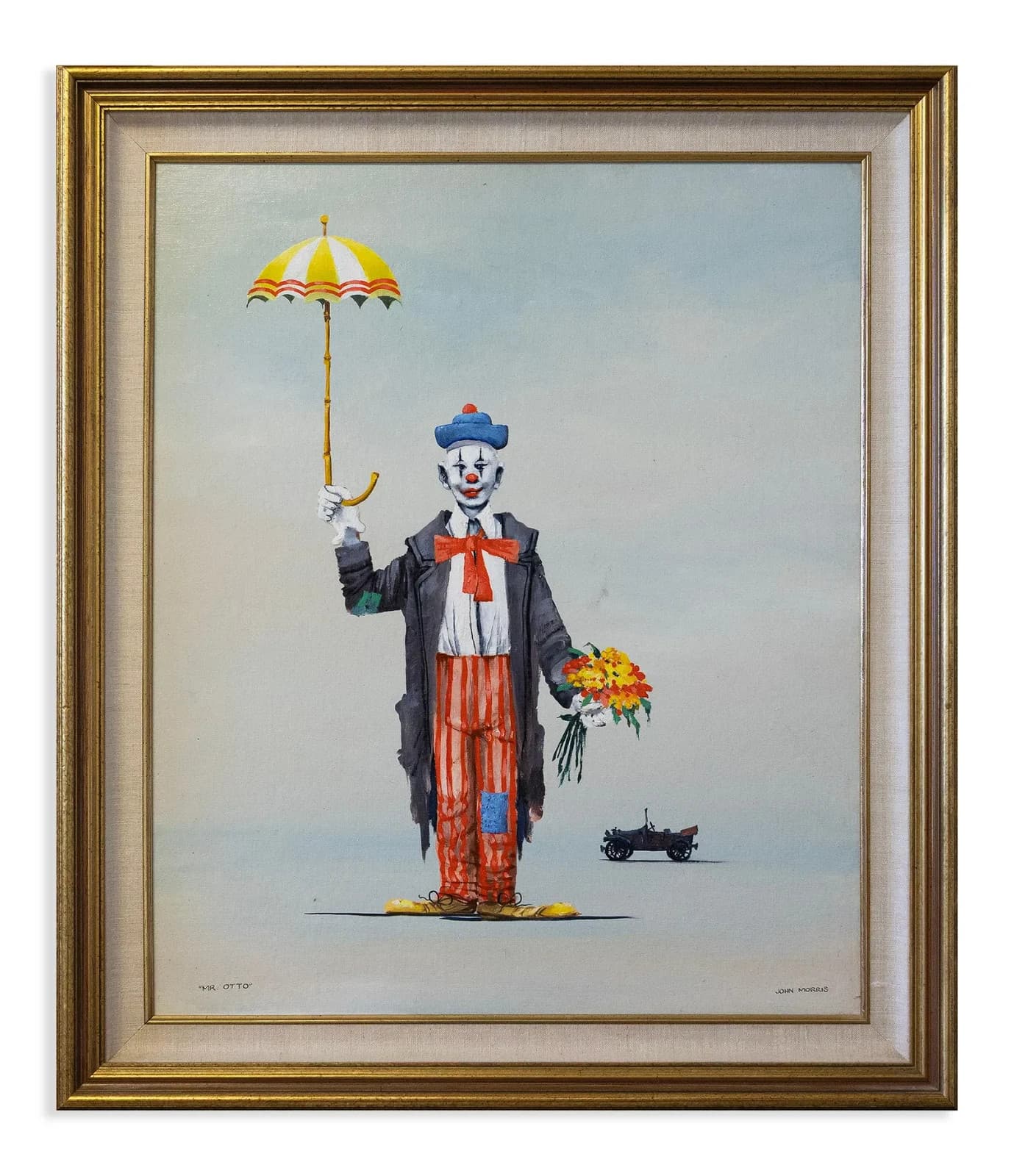John Morris Mr. Otto Signed Midcentury Modern Surrealist Oil Painting on Canvas