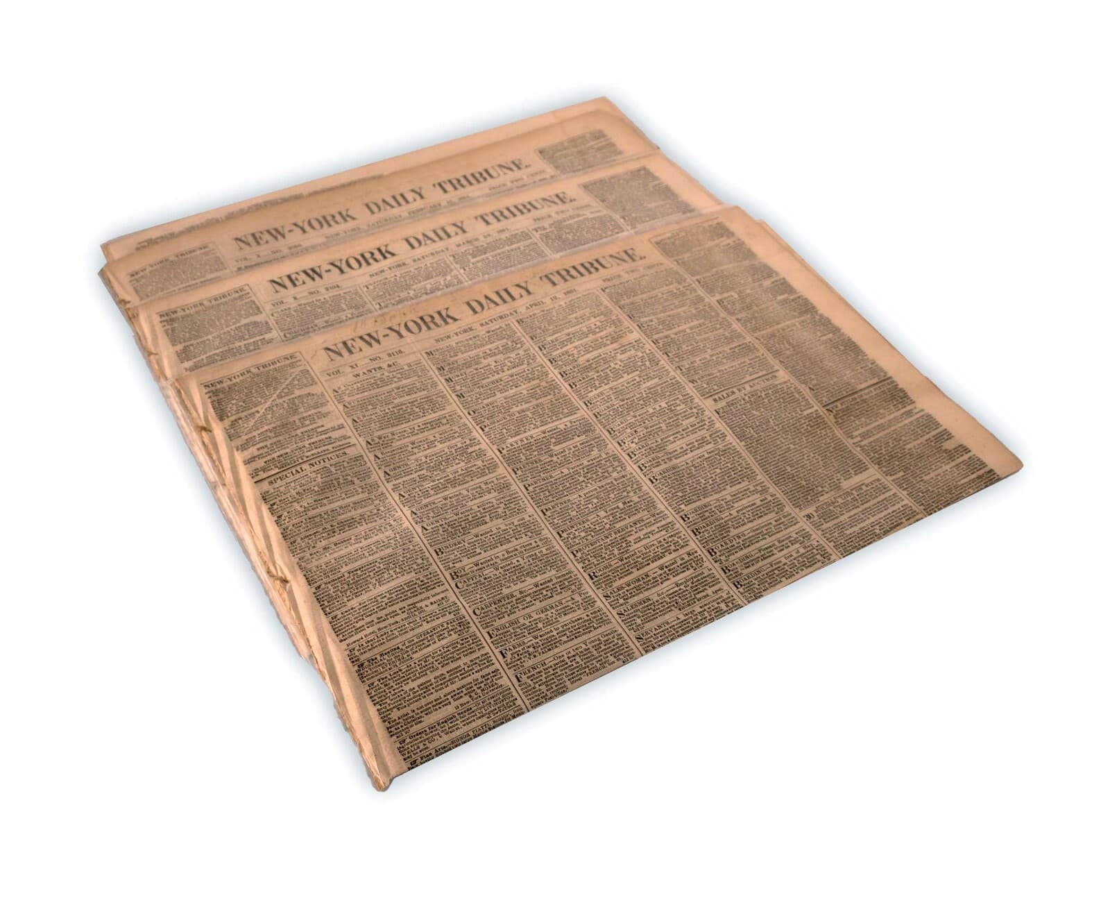 Antique Set of 3 New York Daily Tribune Historical Original Newspapers 1851