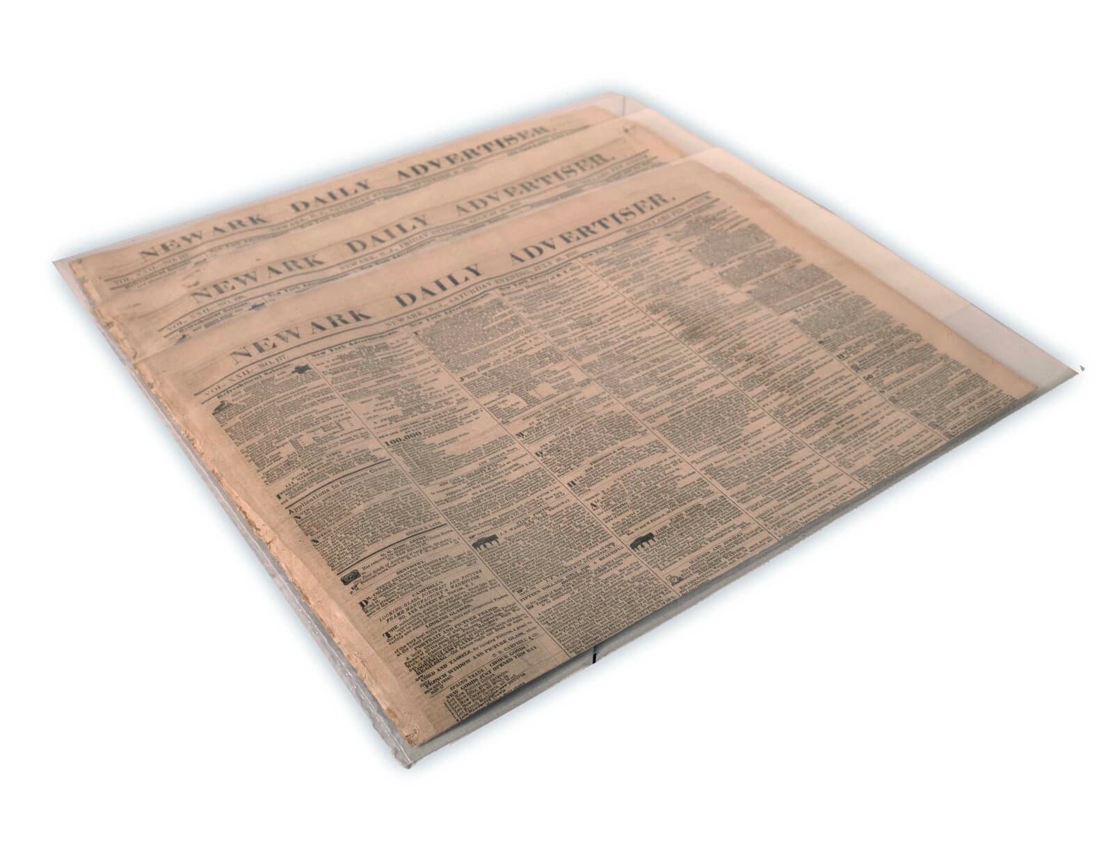 Antique Set of 3 Newark Daily Advertiser Historical Original Newspapers 1853