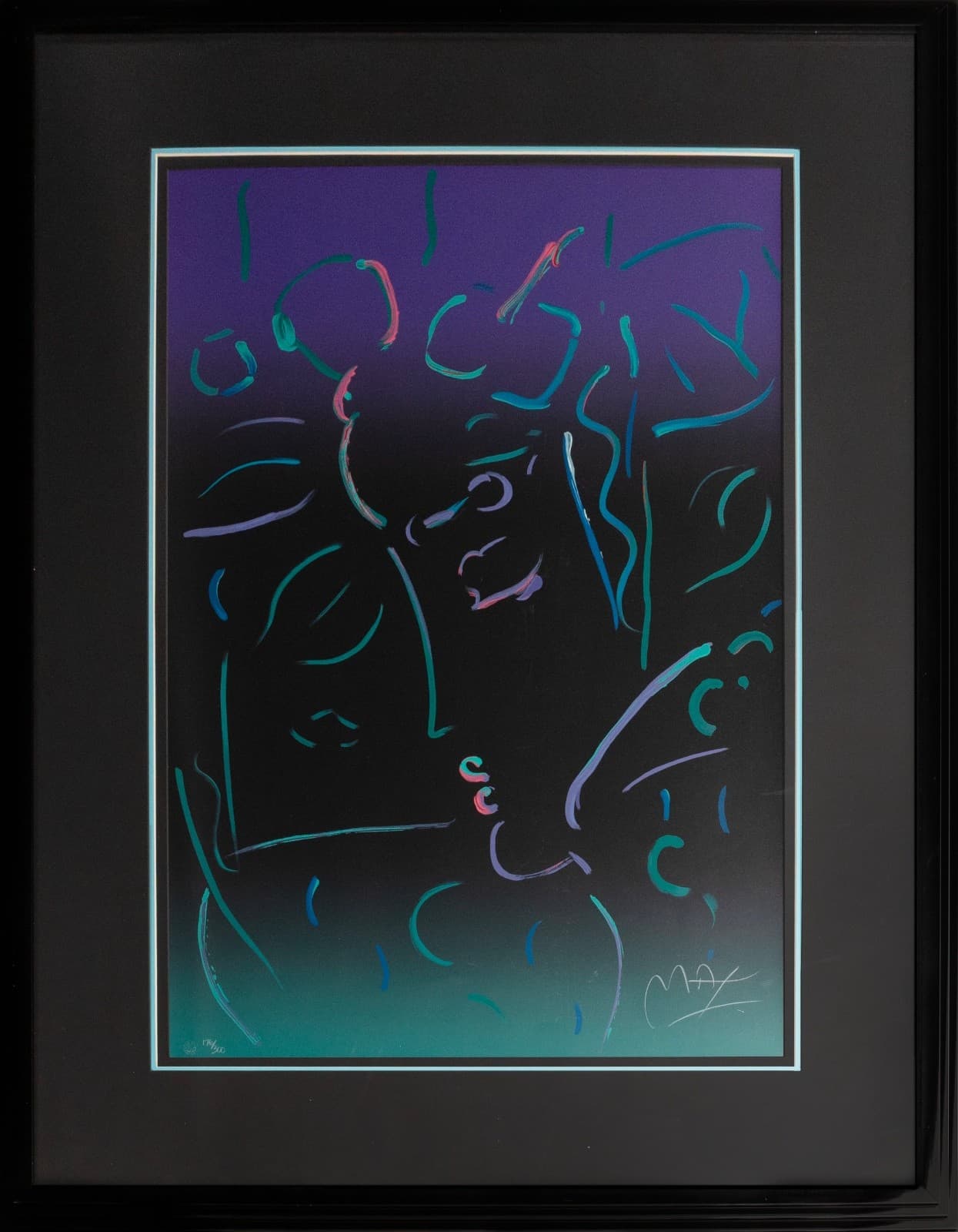 Peter Max Midnight Profile Signed 1988 Serigraph on Paper 176/300 Modern Pop Art