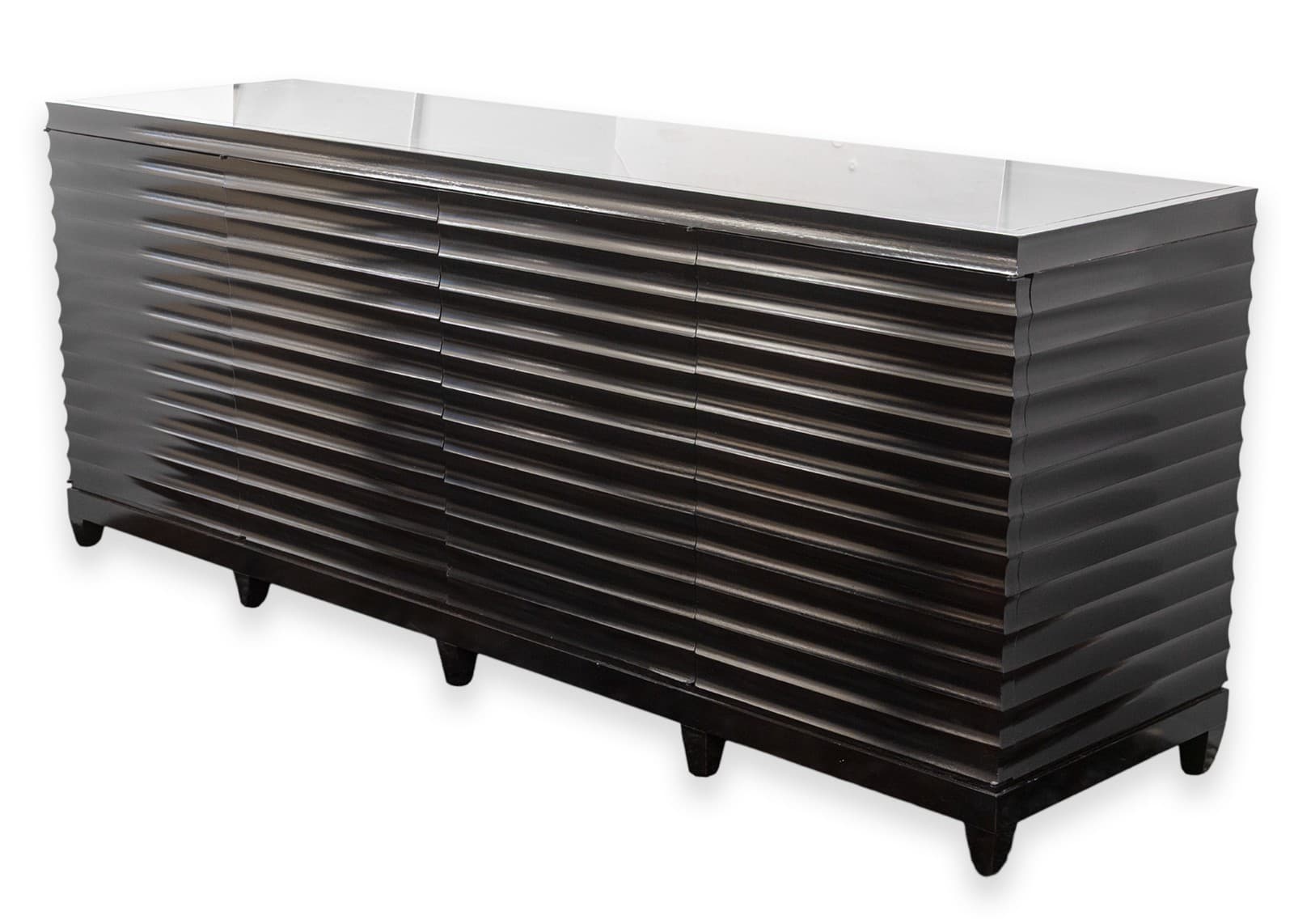 Barbara Barry for Baker Modern Fluted Black Lacquered Sideboard Credenza