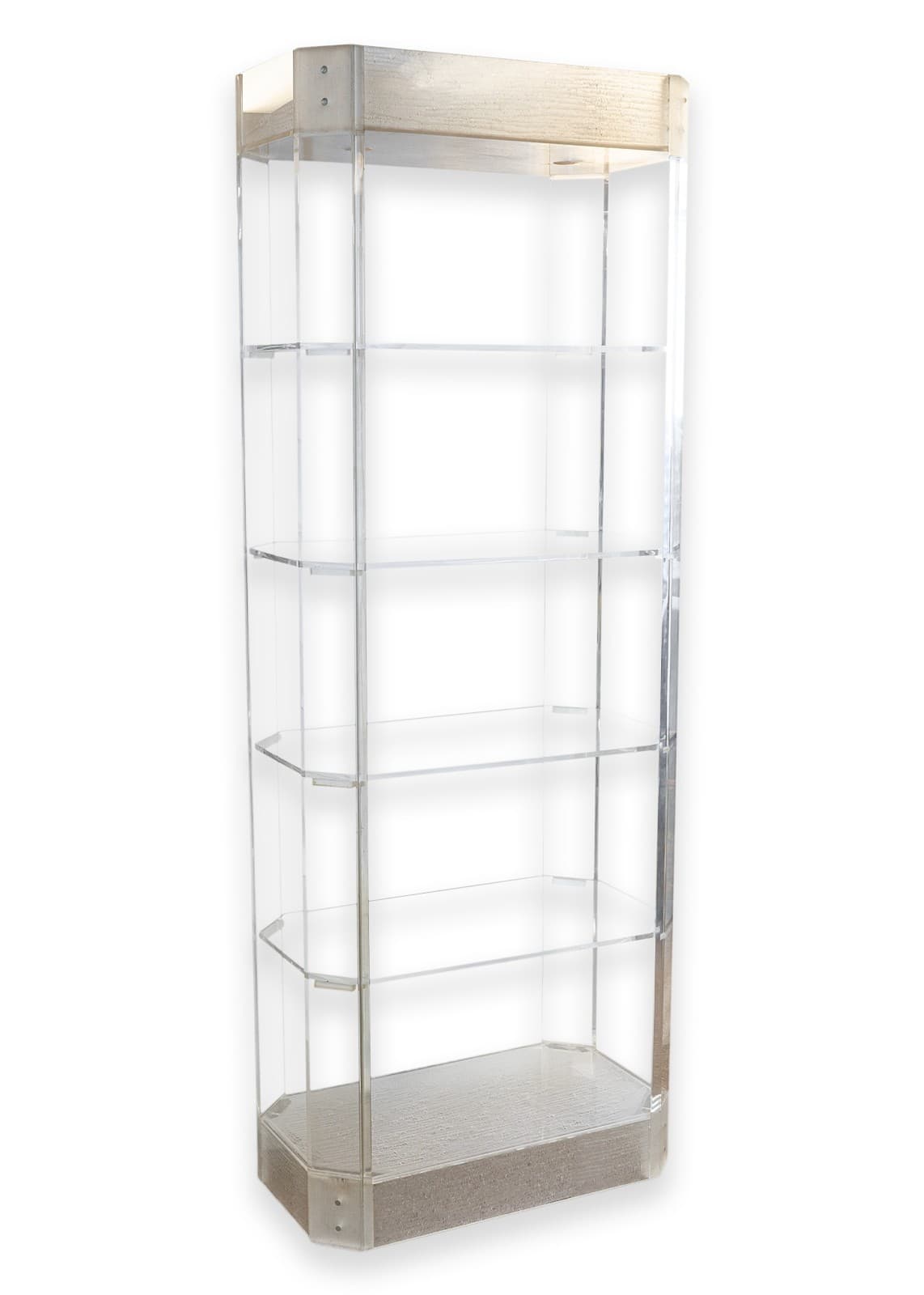 Vintage 1980s Postmodern Lucite Lighted Freestanding Etagere Shelving Unit