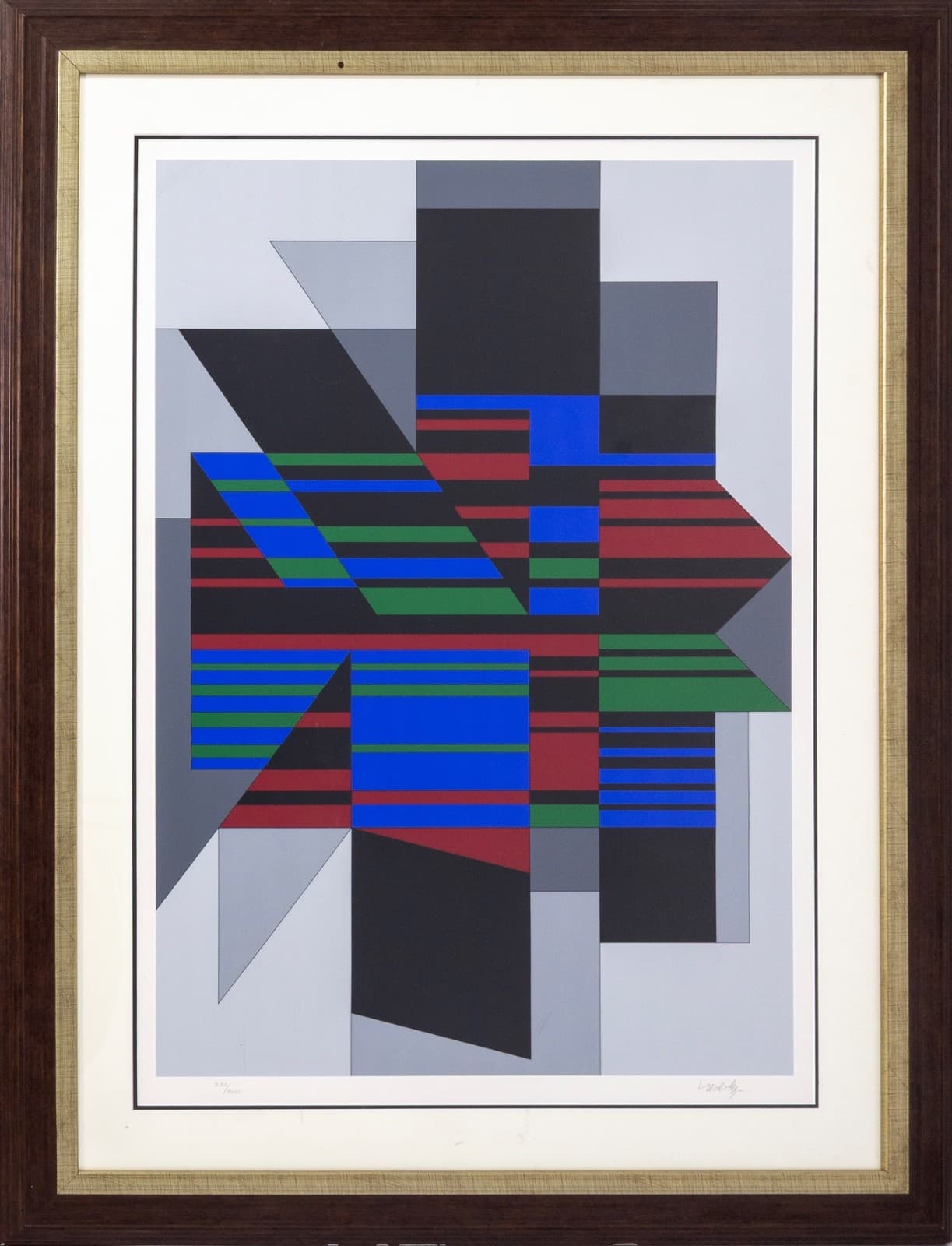 Victor Vasarely - Attika, 1990 Signed Serigraph 232/300 Modern Op Art Framed