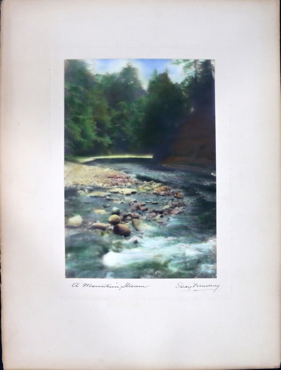 Percy Murray A Mountain Stream Signed Vintage Hand-Colored Photo Print
