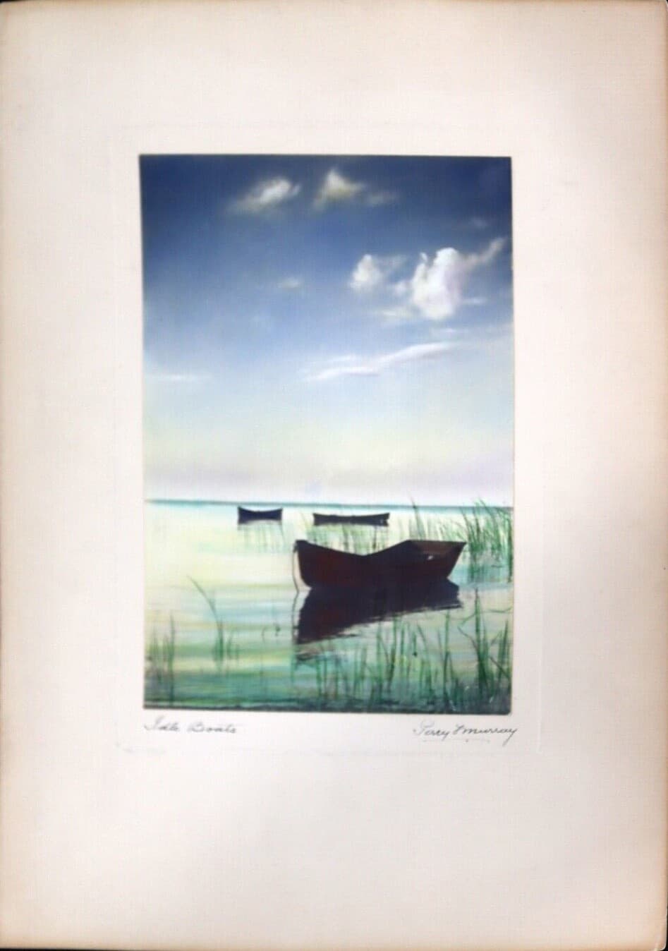 Percy Murray Lake Boats Signed Vintage Photograph