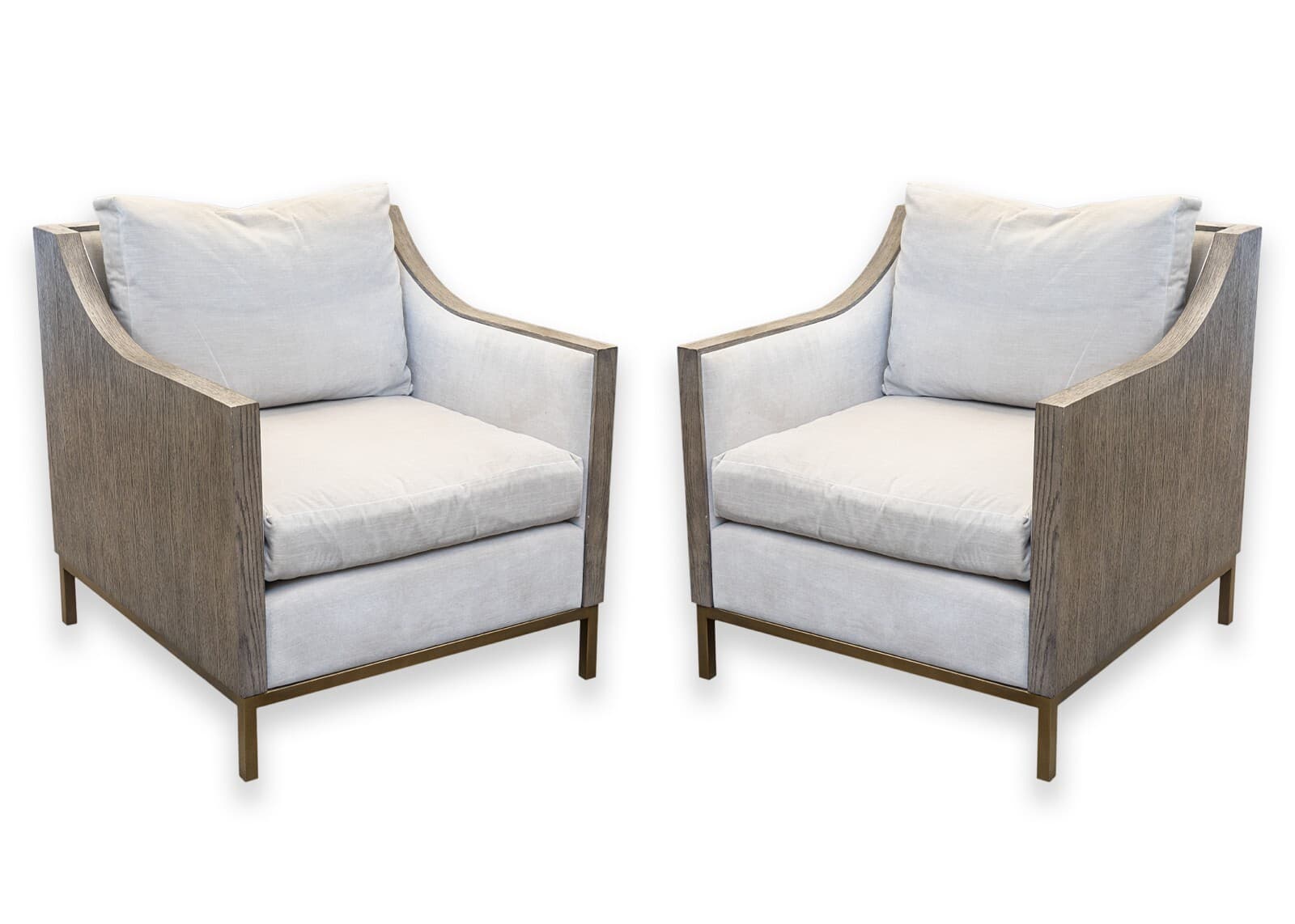 Pair of Century Furniture Monarch Wood Wrapped Contemporary Modern Armchairs