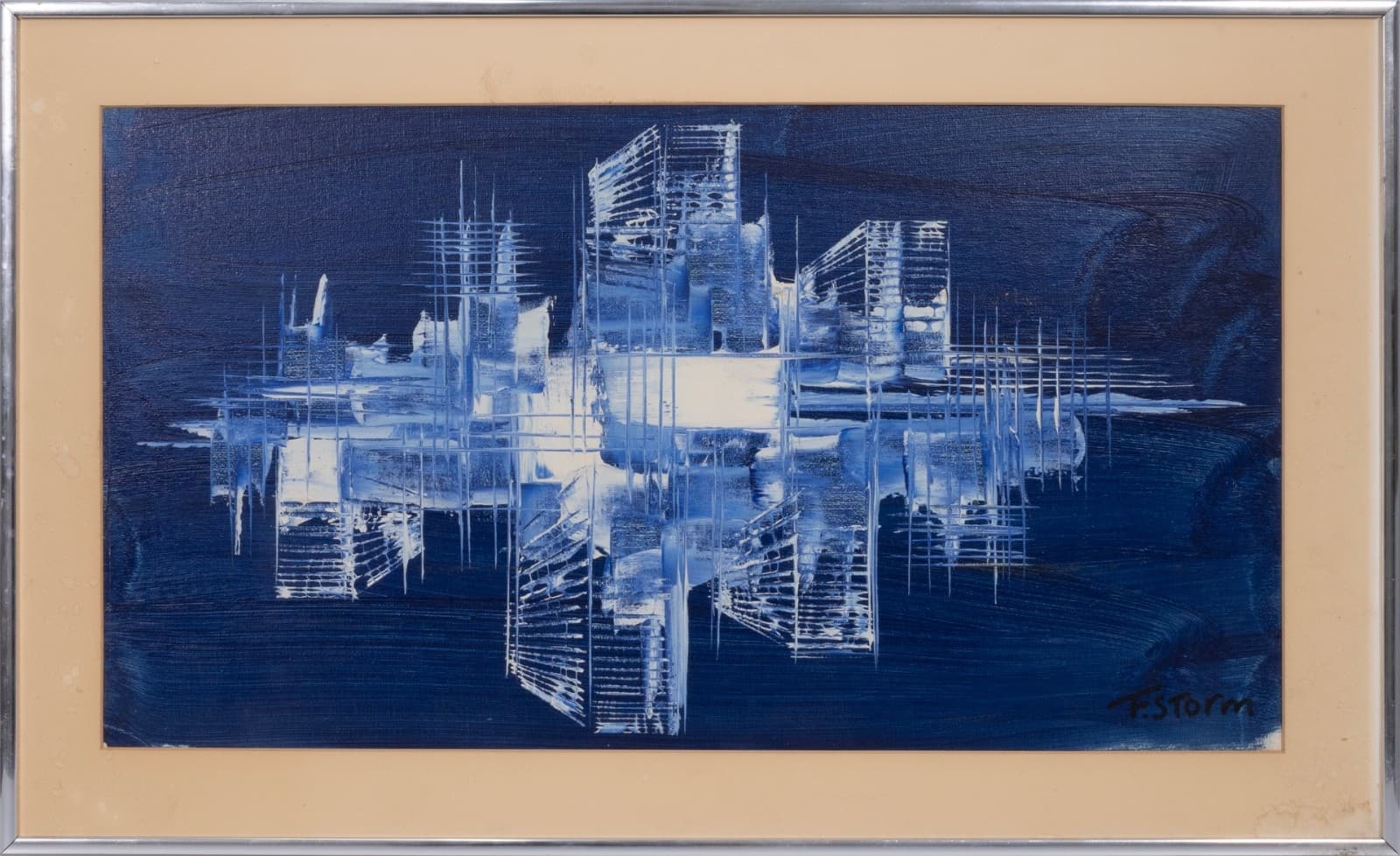 Frans Storm - Architectural Study, c. 1960 Modern Oil Painting on Board Framed