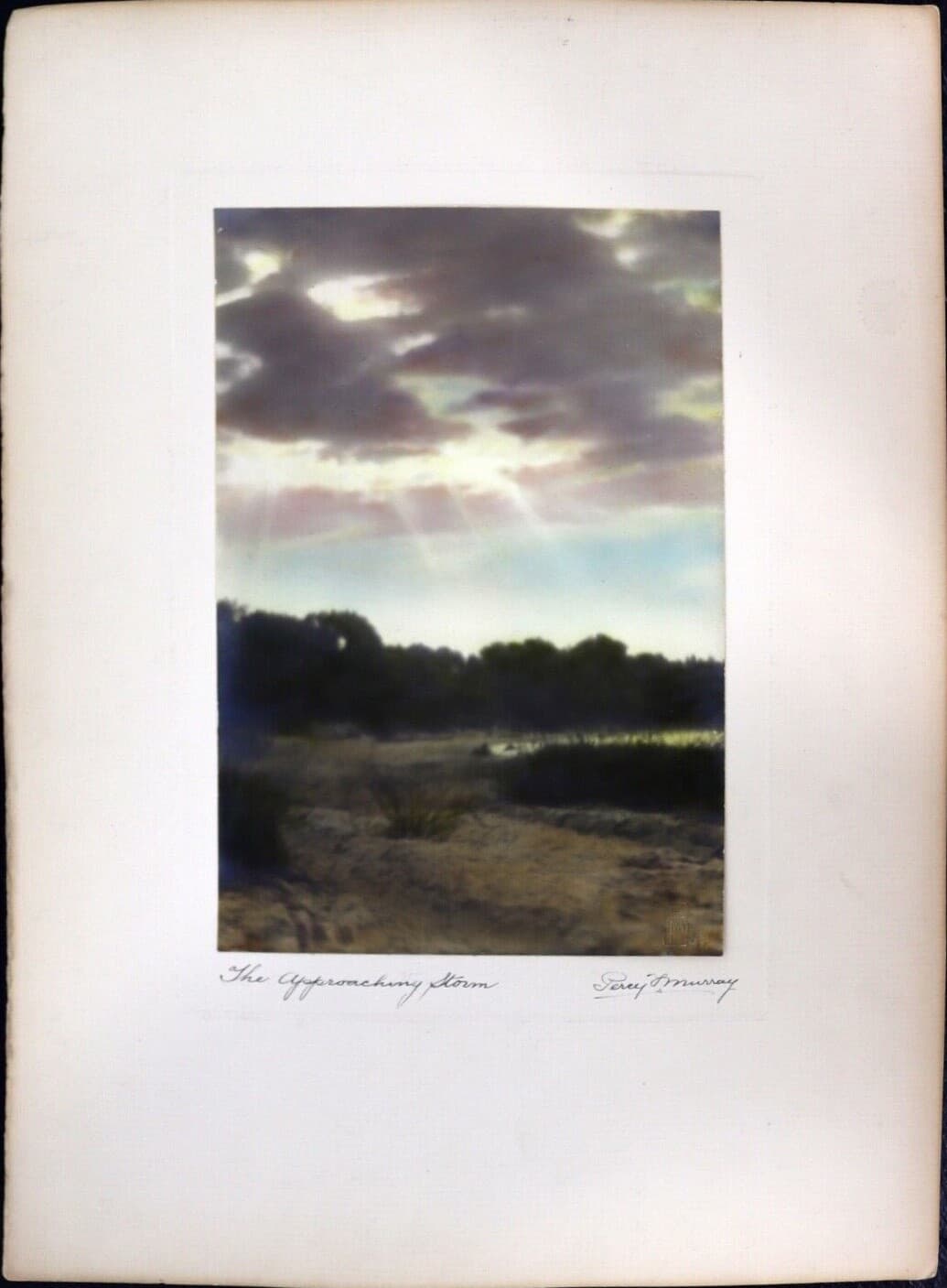 Percy Murray The Approaching Storm Signed Vintage Hand-Colored Photo Print