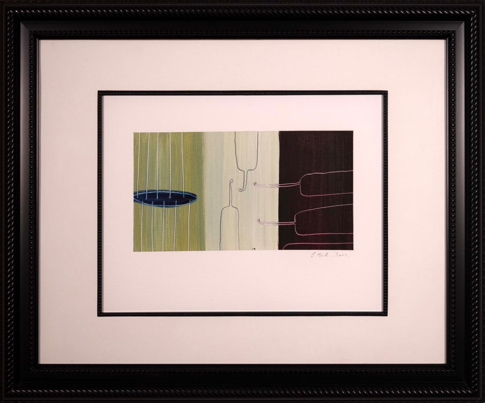 Jason Hicks Web Series Signed 2001 Contemporary Abstract Oil on Paper Framed