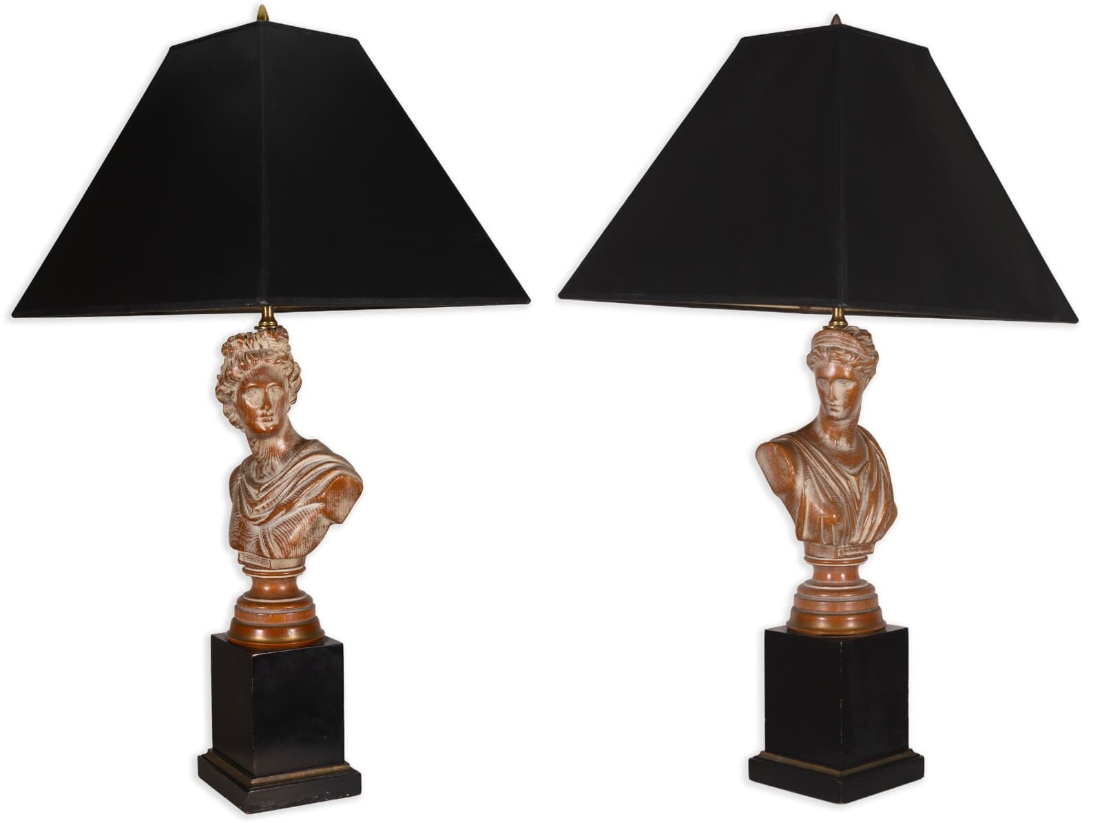 Pair Of French Neoclassical Daphne & Apollo Oak Lamps