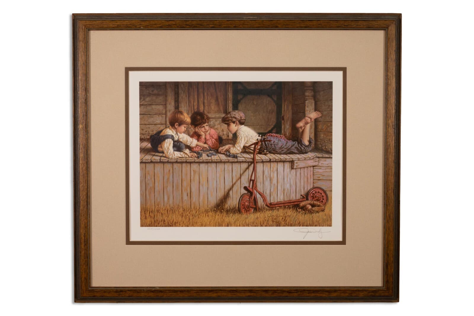 Jim Daly Dominoes Signed Contemporary Realism Lithograph 1210/1500 Framed 1992