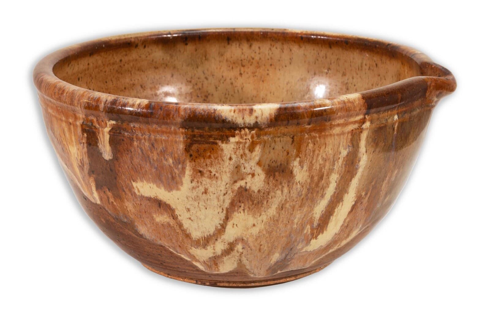 John Glick Modernist Stoneware Earthtone Glazed Ceramic Bowl with Spout Signed
