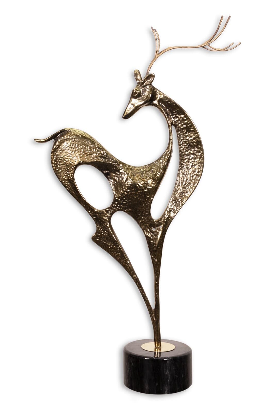 Curtis Jere Brass Stag Deer on Marble Base Mid Century Modern Table Sculpture