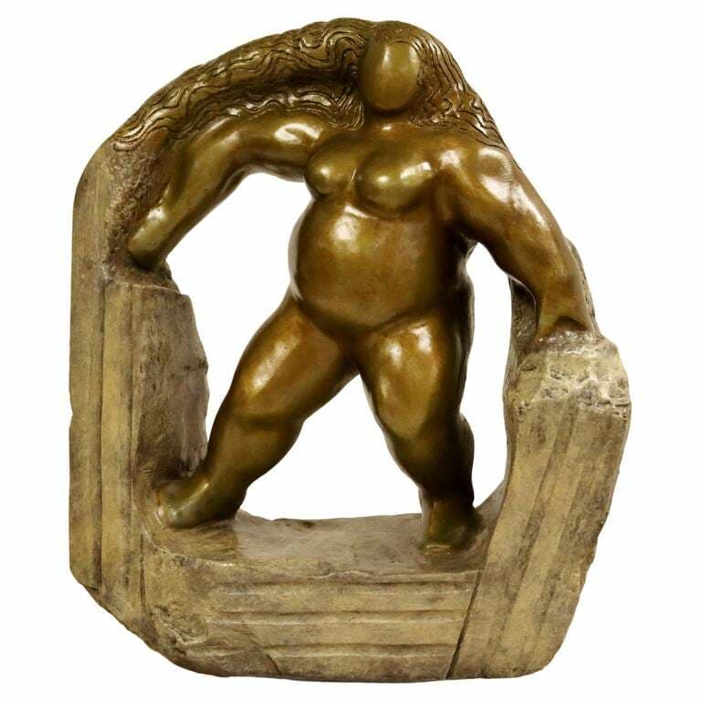 Contemporary Bronze Table Sculpture Duchess Nude Signed by Jerry Soble 1990s