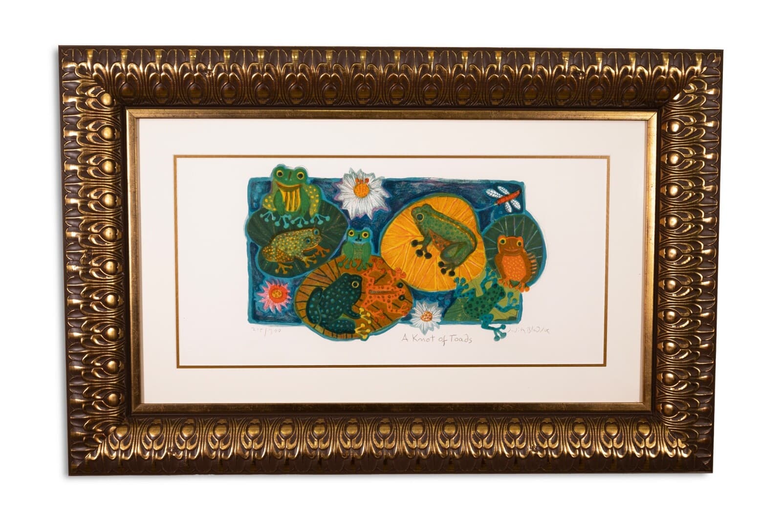 Judith Bledsoe A Knot Of Toads Signed Modernist Lithograph 215/300 Framed