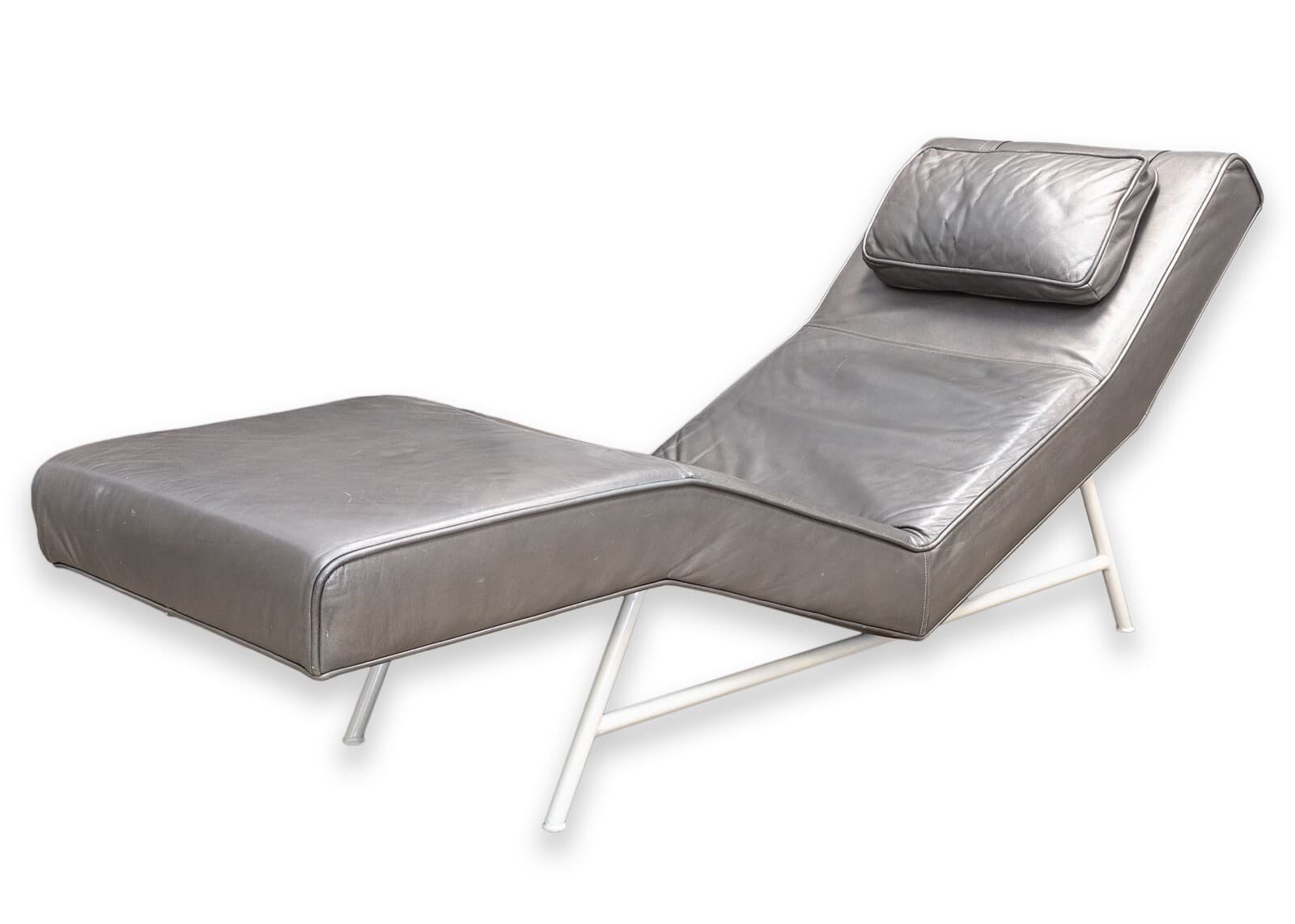 Vintage Milo Baughman for Thayer Coggin Grey Leather Fred Chaise Lounge Chair