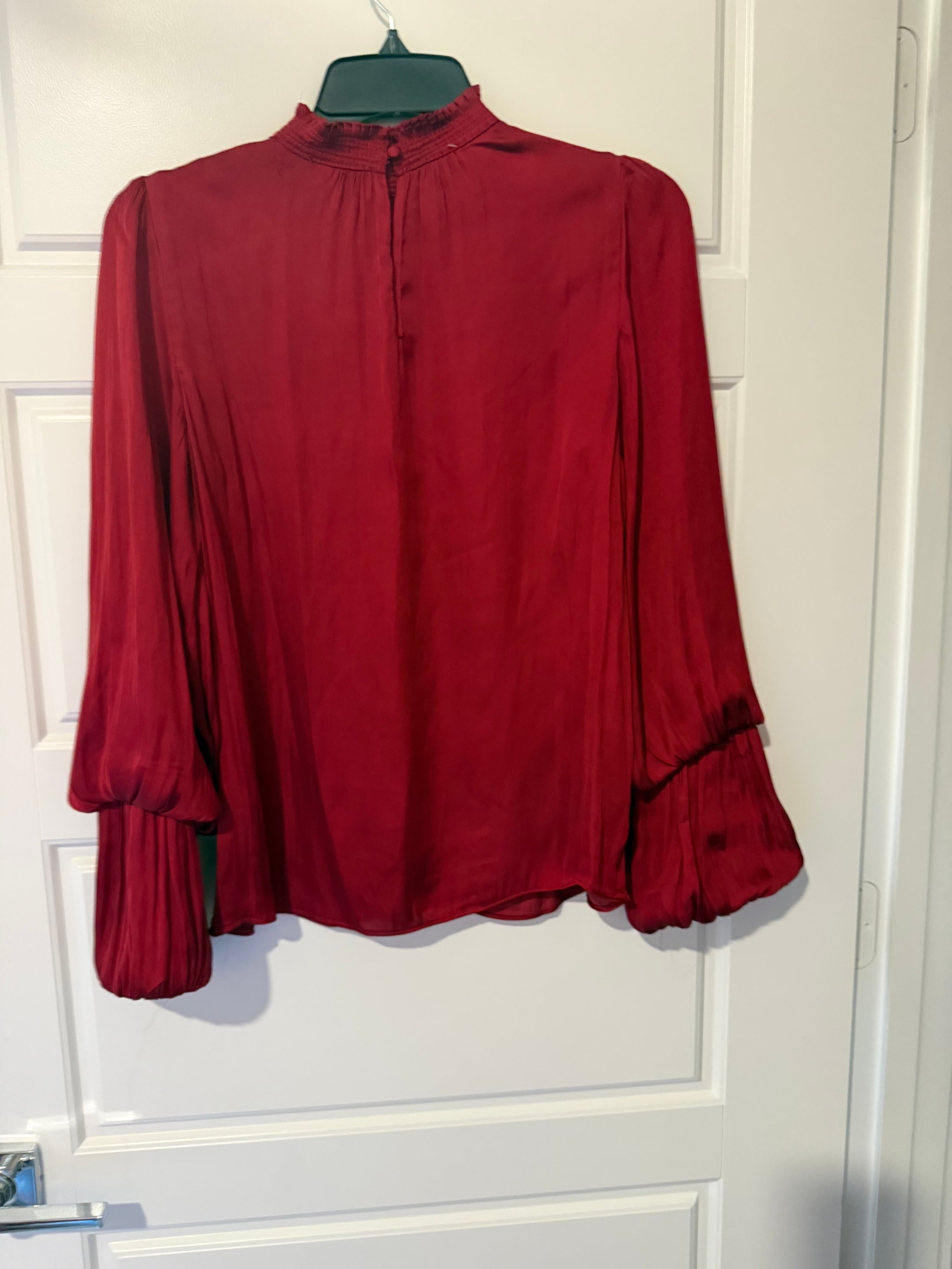 Tahari Red Long Sleeve Blouse XS
