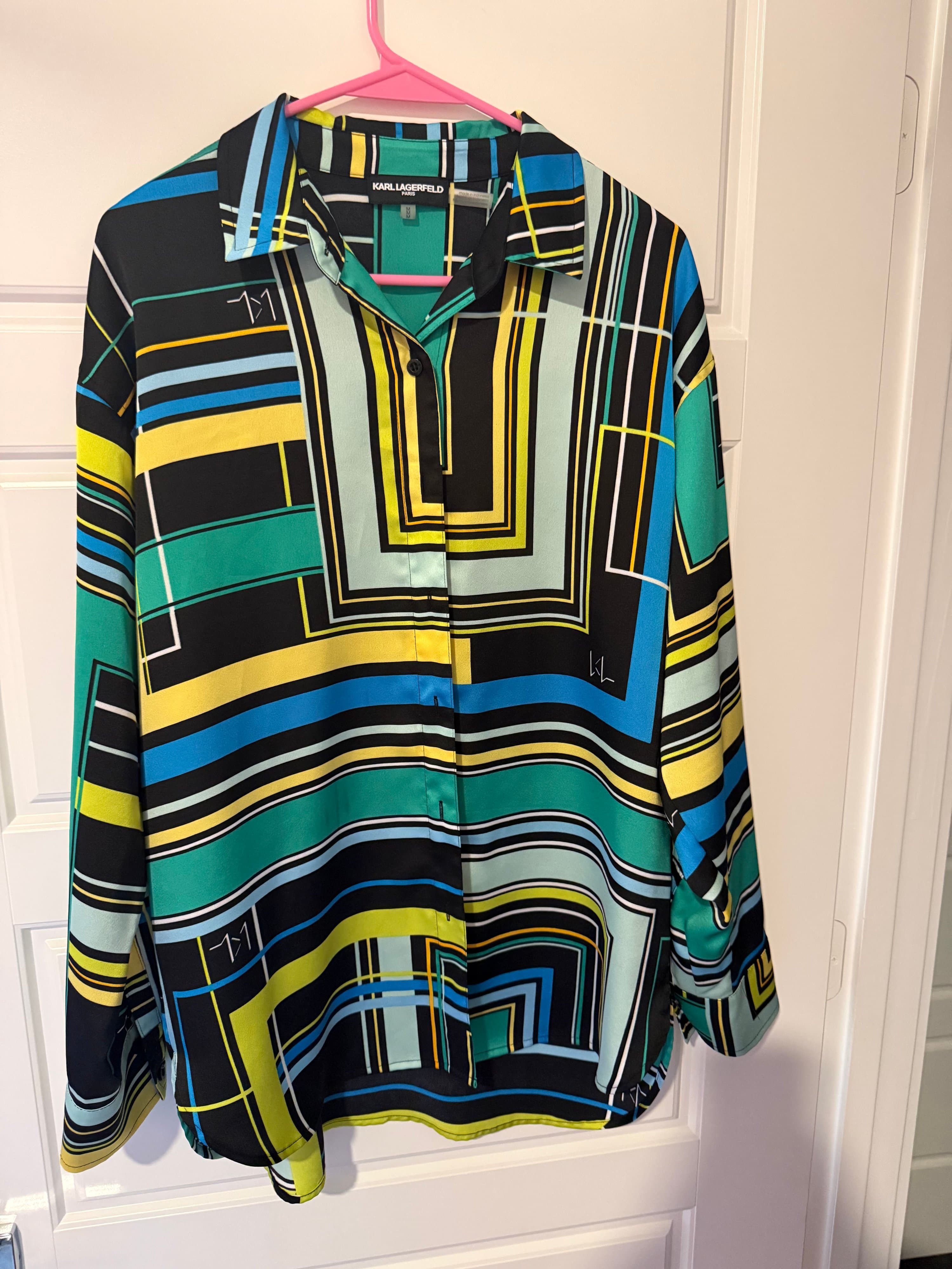 Karl Lagerfeld Multicolor Geometric Button-Up Shirt M