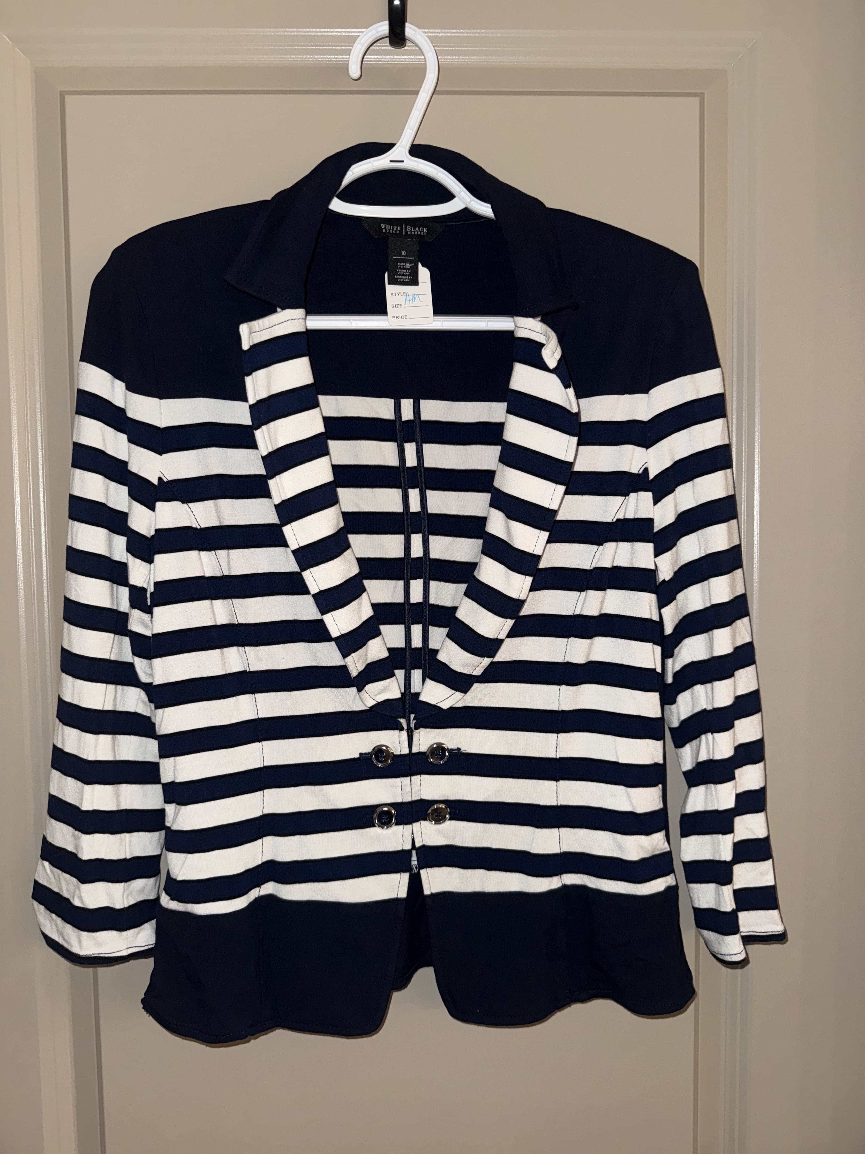 White House Black Market Striped Blazer Size 10