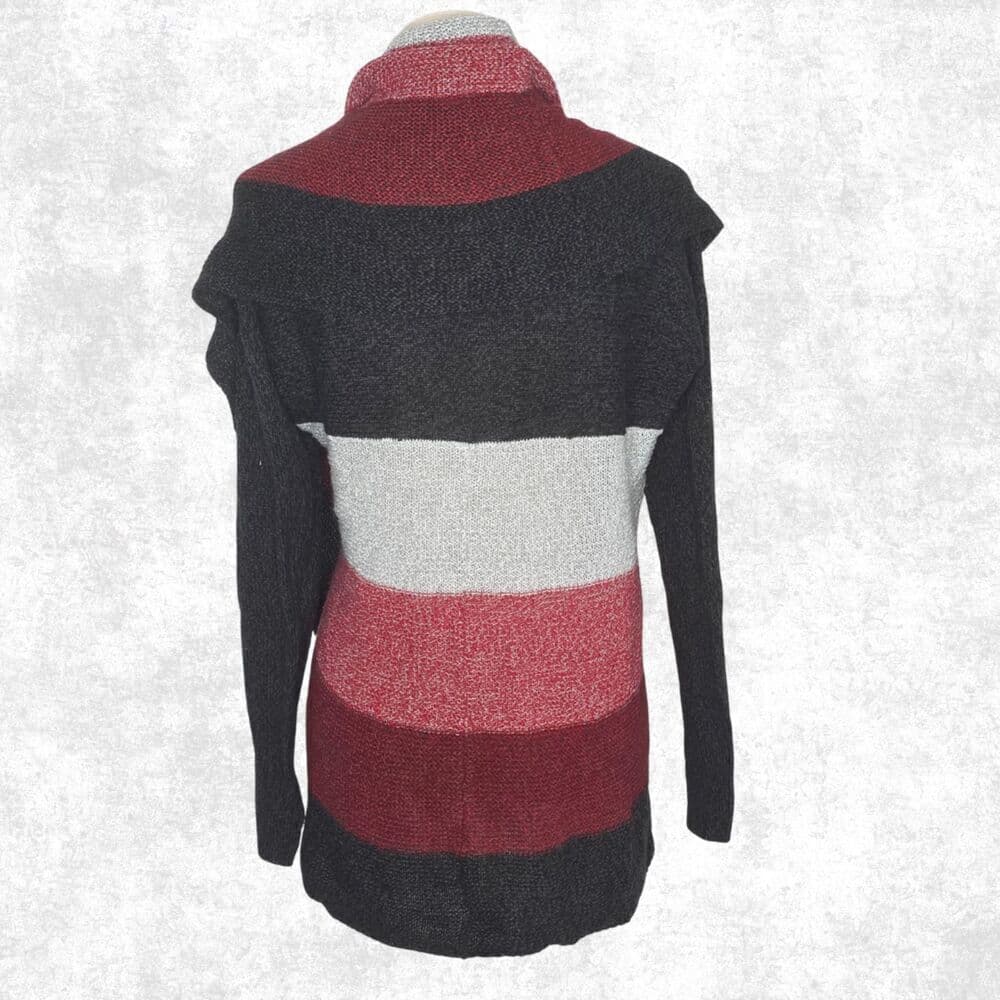 New Direction Striped Open Front Cardigan – Size M – Gothcore / Cozy Academia
