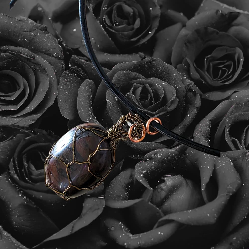 Eye of the Storm: Copper-Wrapped Tiger's Eye & Hand-Finished Leather Necklace