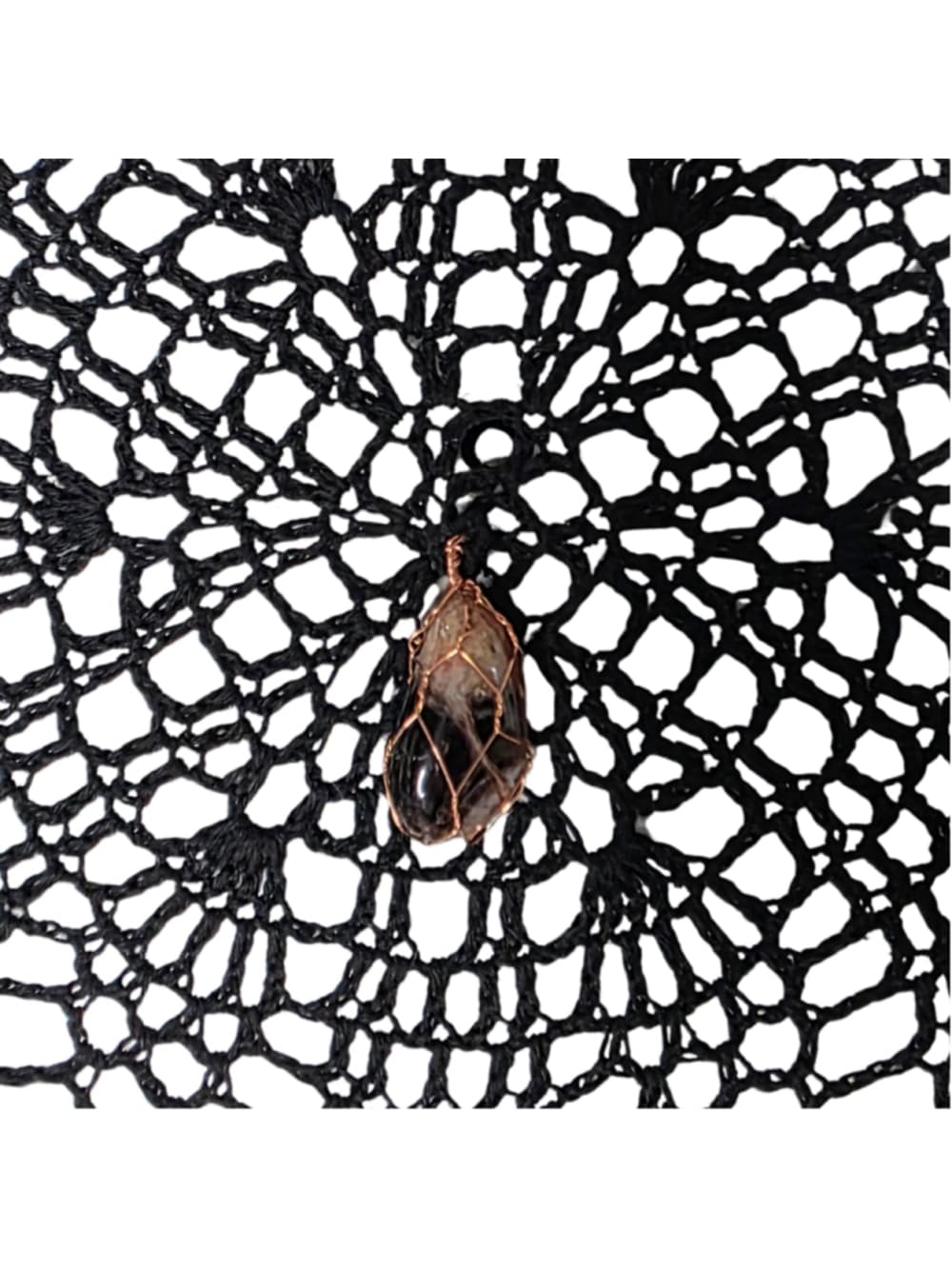 Gothic Moon Phase Dreamcatcher — Copper-Wrapped Banded Amethyst