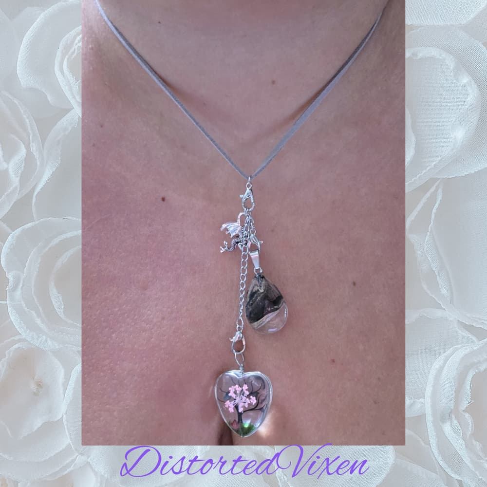 Heart Charm Necklace with Interchangeable Charms, Layered Gothic Jewelry