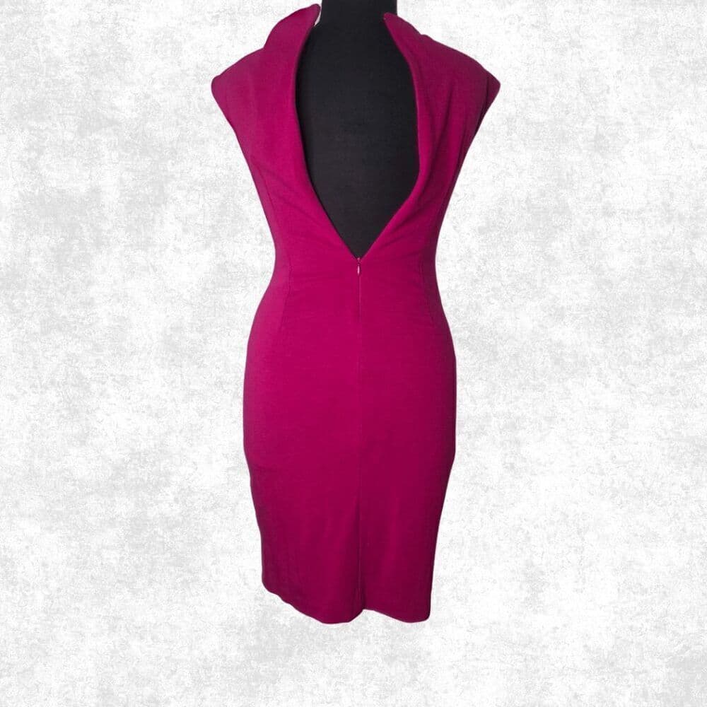 Cache Magenta Bodycon Sheath Dress Size 12 – Ruched Sleeveless Cocktail Party Dr