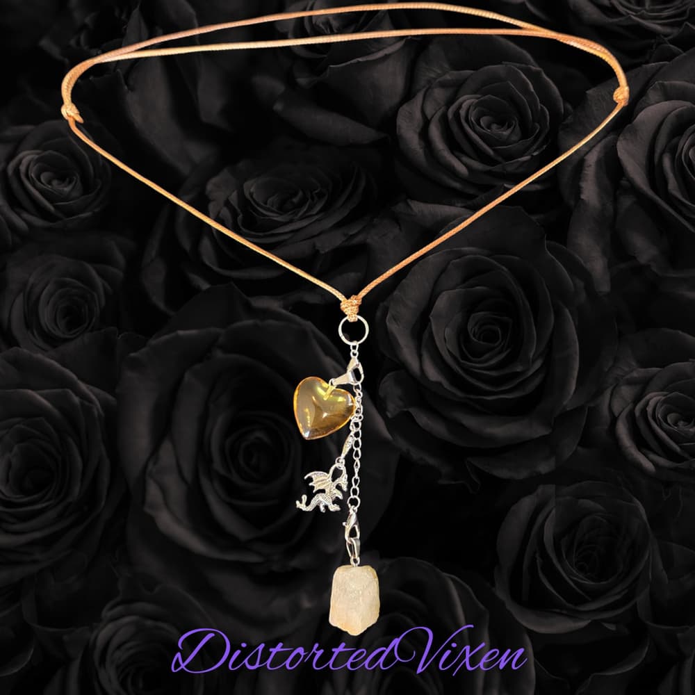 Citrine & Golden Heart Convertible Necklace | Adjustable Cord