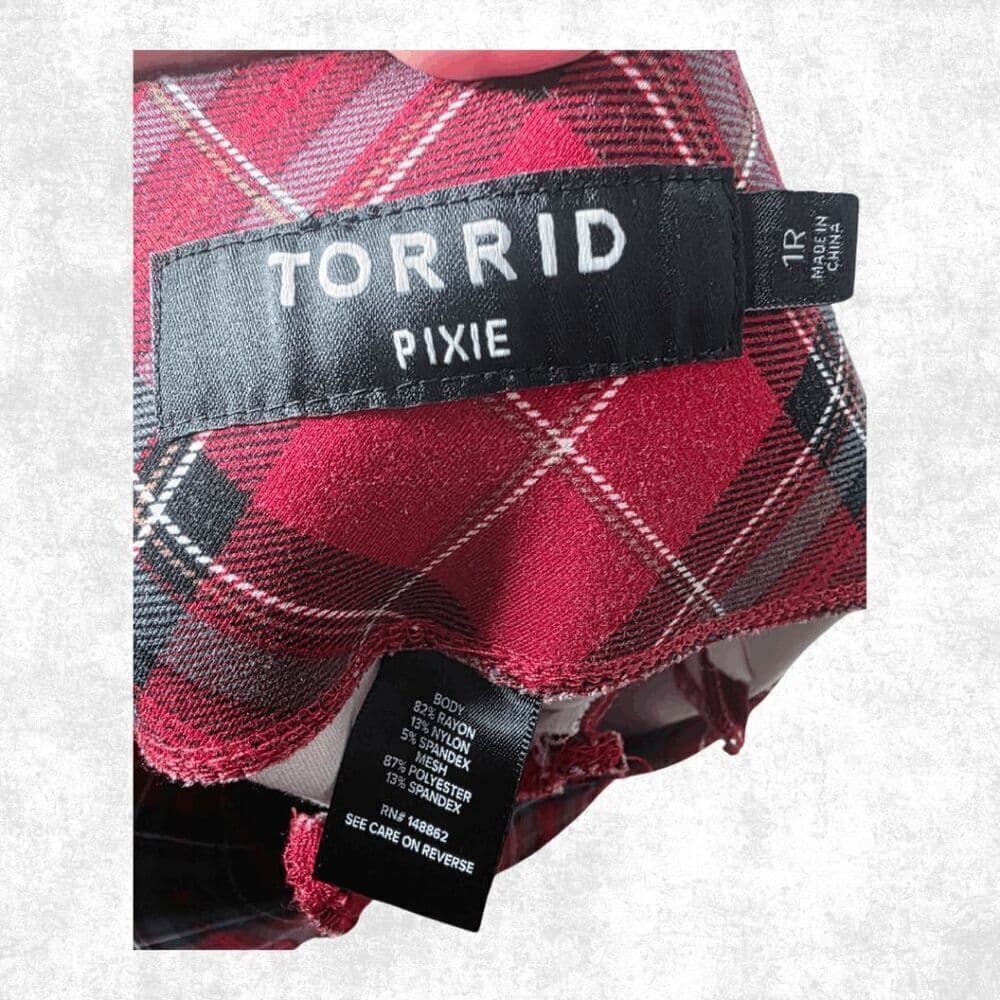 Torrid Pixie Red Plaid Pants – Size 1R – Grunge Punk Stretch Fit