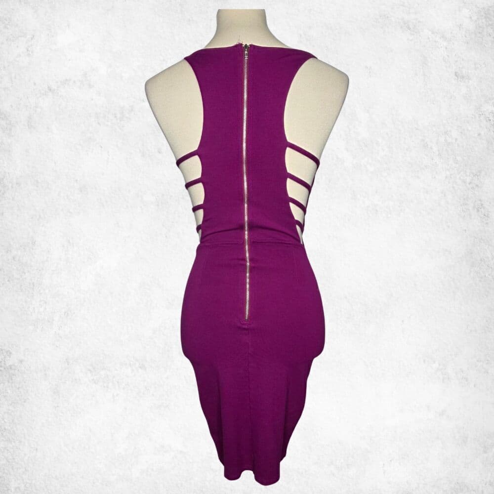 Charlotte Russe Magenta Cutout Bodycon Mini Dress – Strappy Back Clubwear (S)