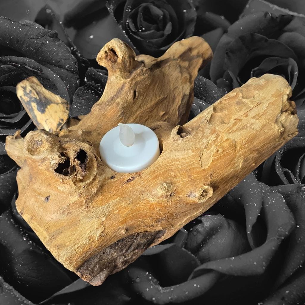 Raw Driftwood Candle Holder - Earthy Altar Piece for Meditation & Ritual Wood