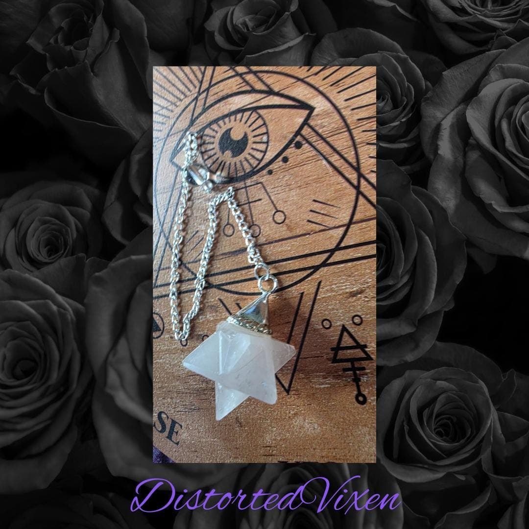 Light Rose Quartz Merkaba Pendulum • Crystal Star Pendulum for Divination • Soft Witch Tools