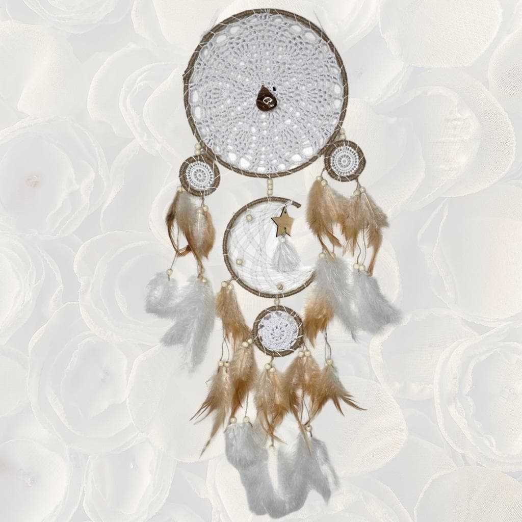 Large Boho Moon Phase Dreamcatcher with Copper-Wrapped Tiger’s Eye