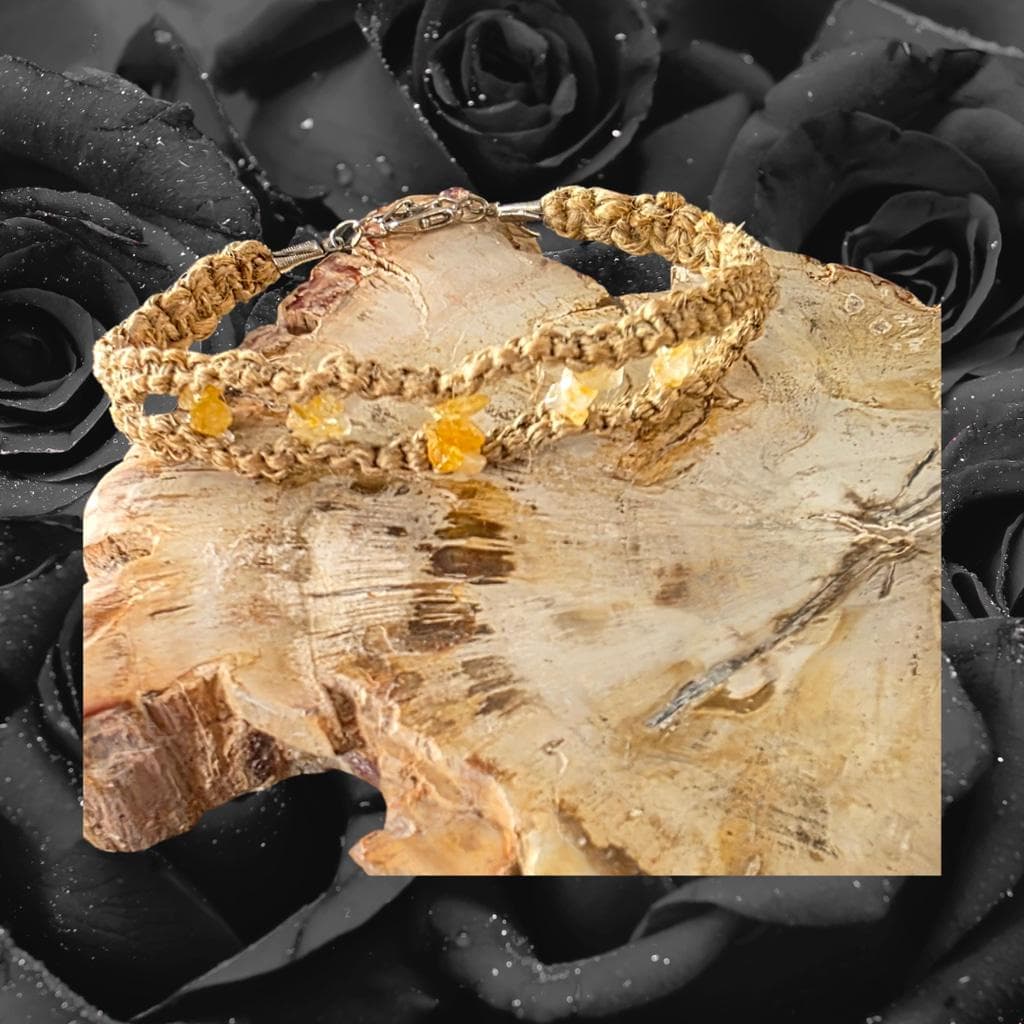 Natural Citrine Chip Anklet, Handmade Abundance Crystal Ankle Bracelet