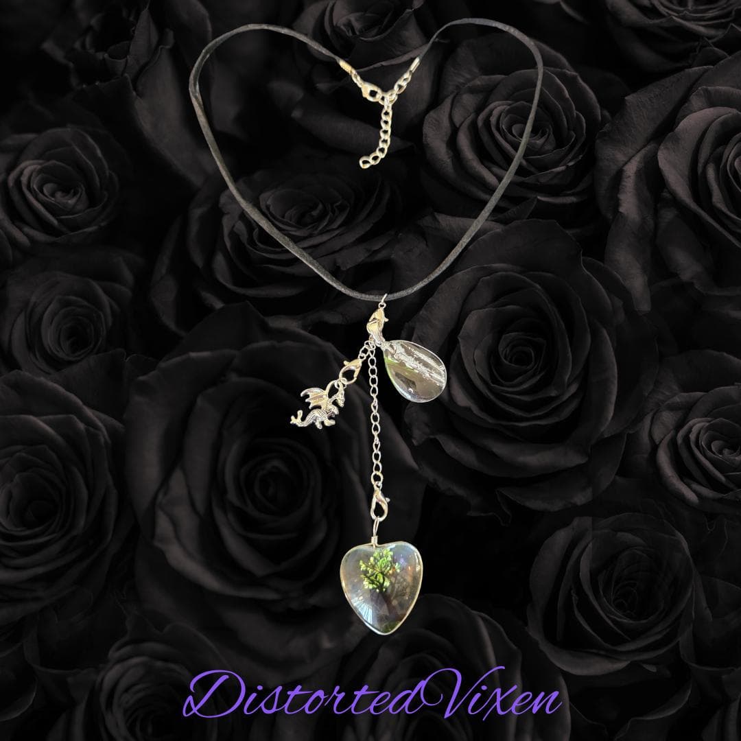 Tree of Life Dragon Necklace – Resin Heart, Teardrop Charm