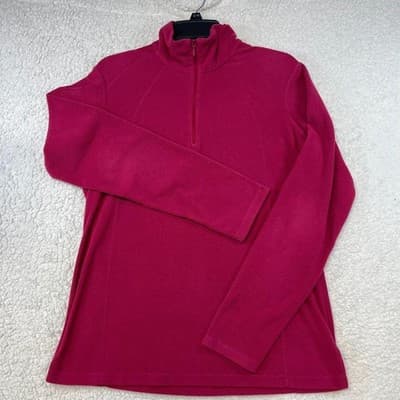 Columbia Pullover Womens Large Pink Fleece 1/4 Zip Mock Neck Hiking Layer