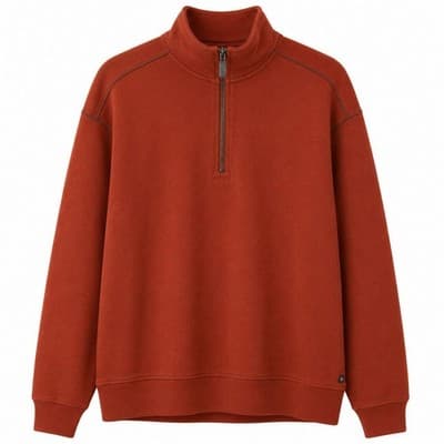Bob Timberlake Sweatshirt Mens Large Orange Pullover 1/4 Zip Knit Mock Neck Logo