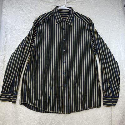 Indigo Palms Shirt Mens XL Blue Striped Button Up Cotton Long Sleeve Casual