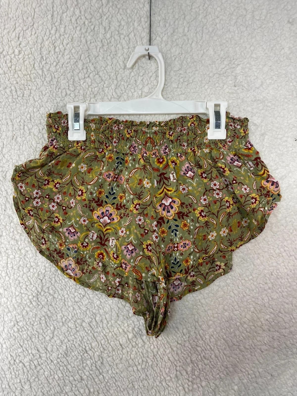 Women's Anthropologie Floral Smocked Pull-On Shorts Green XS