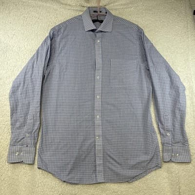 Tommy Hilfiger Shirt Mens M Blue Check Stretch Wrinkle Free Long Sleeve