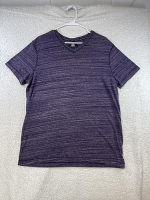 Rock & Republic Shirt Mens L Purple V-Neck Short Sleeve Lightweight Jersey