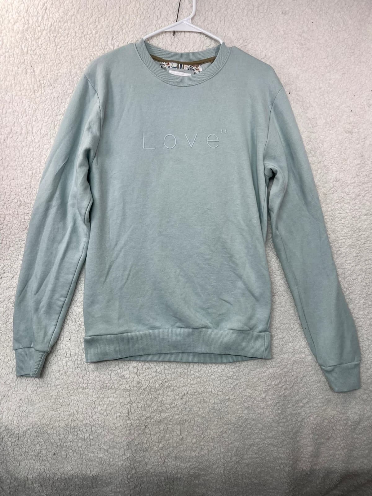 Men's Denim & Flower Ricky Singh Love Graphic Fleece Sweatshirt Blue Size M
