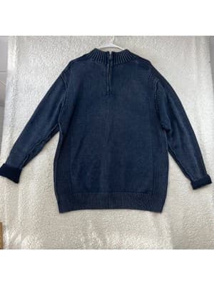 BKE Athletic Fit Blue 1/4 Zip Cotton Knit Sweater Men's Large