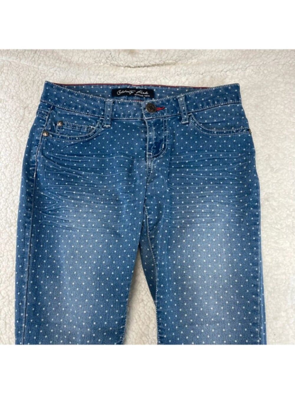 Celebrity Pink Original Denim Polka Dot Skinny Jeans Women's Size 1 Stretch