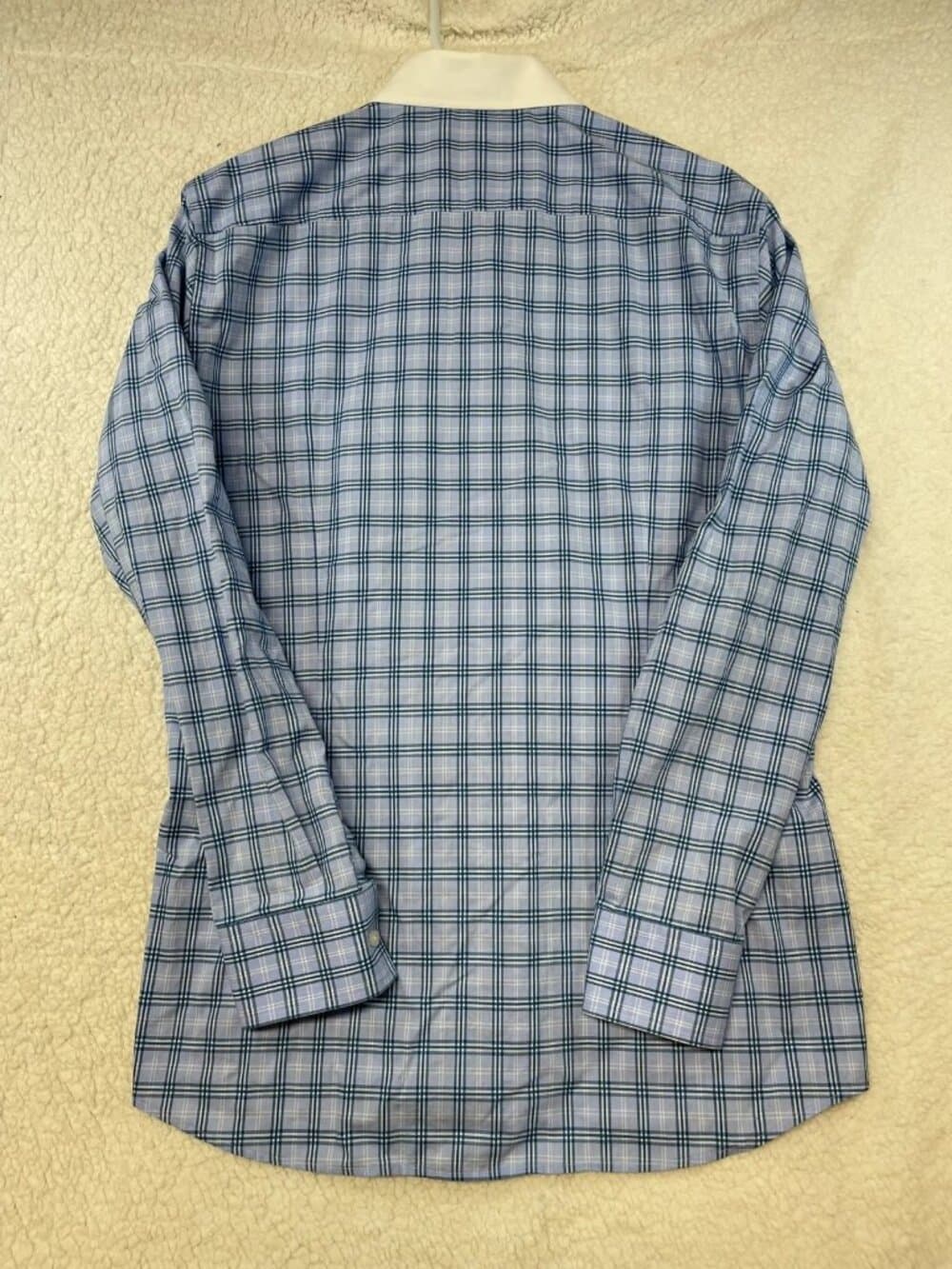 BOSS Hugo Boss Slim Fit Easy Iron Blue Plaid Dress Shirt 16 41
